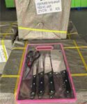 Stainless Steel Kitchen Knife Set Featuring Black Handles